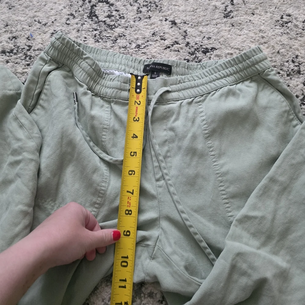 Banana Republic Linen Blend Ankle Pants Wmns Size S Green Preppy Minimalist